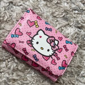 Hello Kitty Wallet Tri-Fold Hearts Bows Pink Sanrio Cute‎ Kawaii Girls Women's